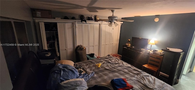 bedroom featuring ceiling fan