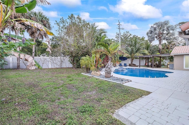 view of swimming pool featuring a patio