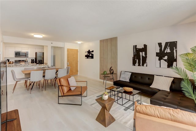 living room with light wood-type flooring