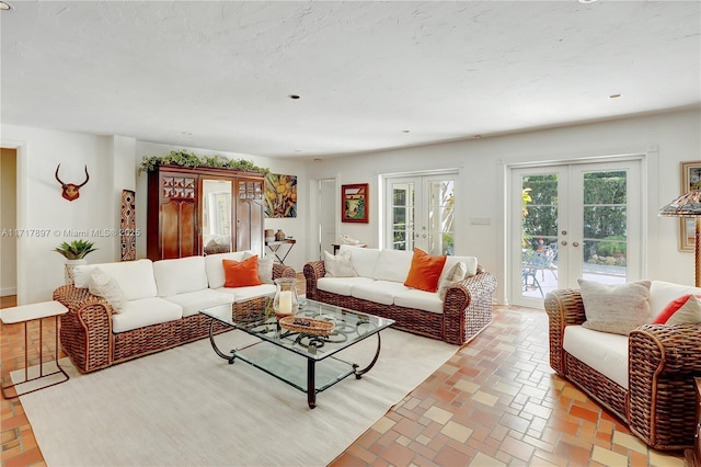 living room with french doors