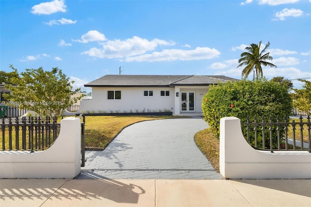 view of front of property with french doors