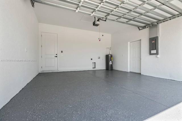 1608 Flora Ave S, Lehigh Acres, FL 33976 - garage with a garage door opener, electric panel, and water heater