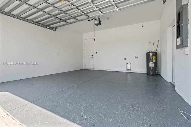 1608 Flora Ave S, Lehigh Acres, FL 33976 - garage with water heater, electric panel, and a garage door opener