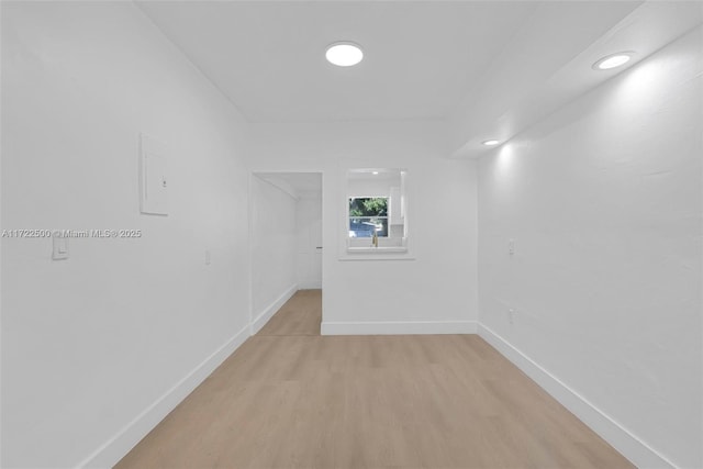 empty room with light wood-type flooring