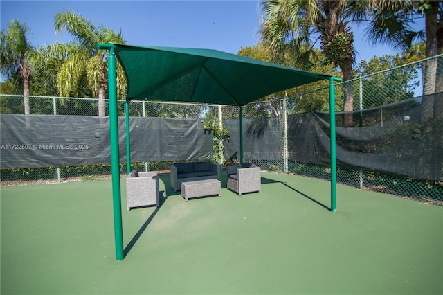 view of jungle gym featuring an outdoor living space