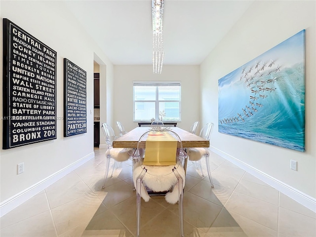 dining room with light tile patterned floors