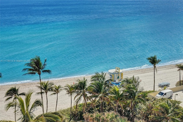 view of water feature featuring a beach view