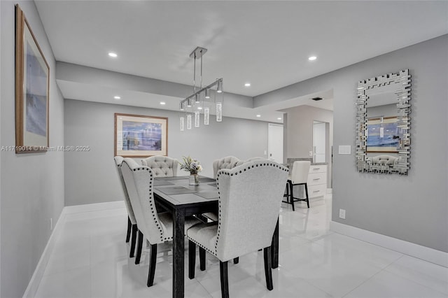 dining space with light tile patterned flooring