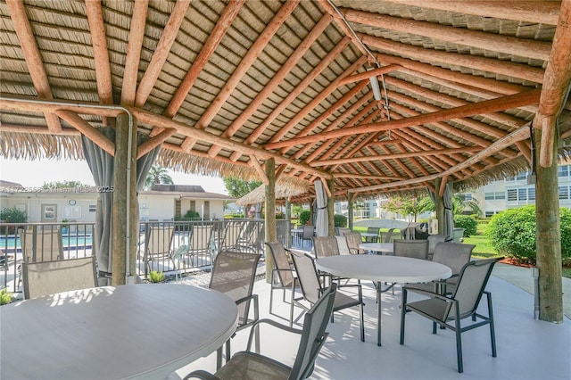 view of patio featuring a gazebo