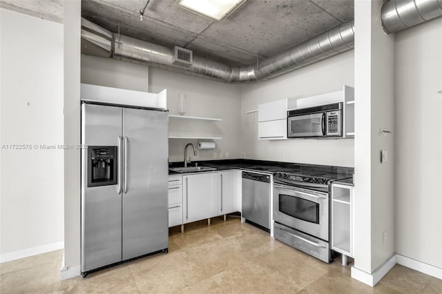 kitchen featuring white cabinets, sink, and stainless steel appliances