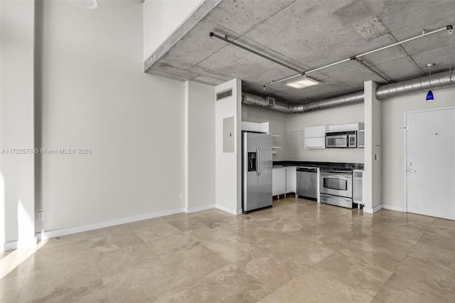 kitchen with white cabinets and appliances with stainless steel finishes