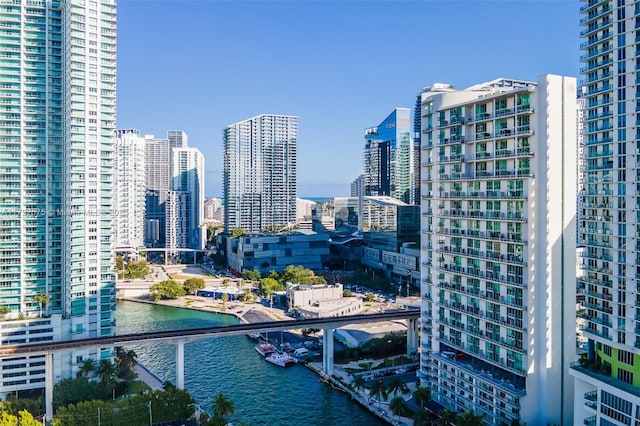 property's view of city with a water view