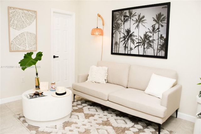 view of tiled living room