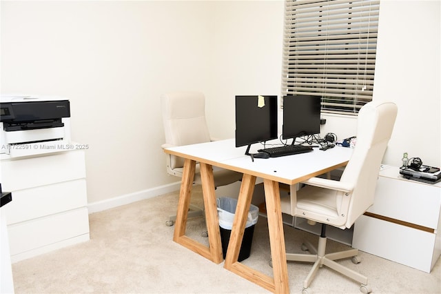 view of carpeted home office