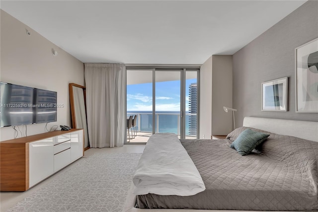 bedroom featuring access to outside and expansive windows