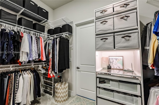 view of walk in closet