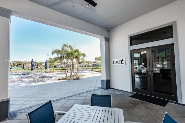 view of patio featuring french doors