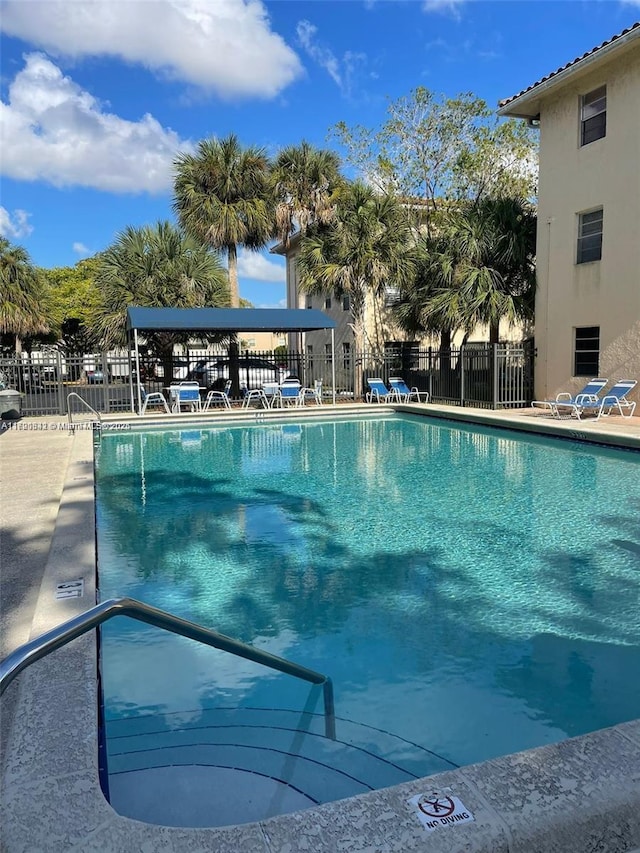 view of swimming pool with a patio area