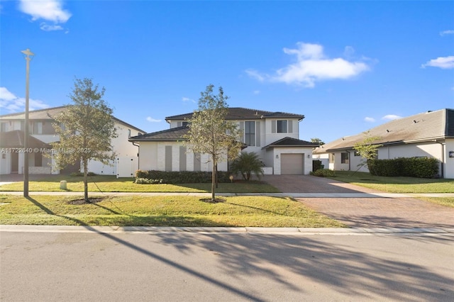 view of front of house featuring a garage and a front yard