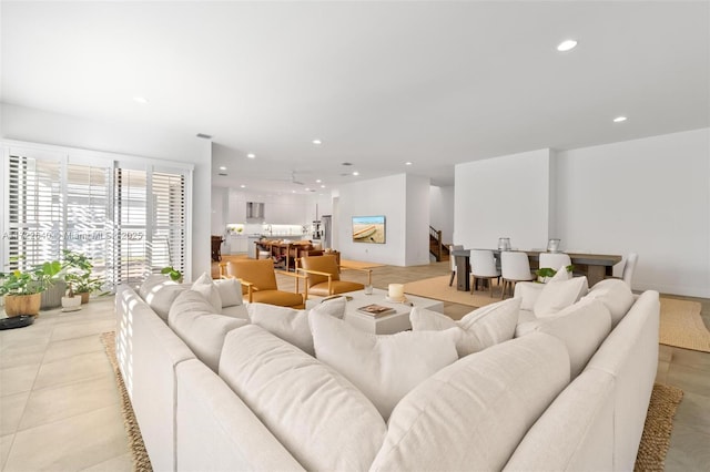 view of tiled living room