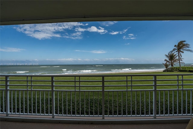 property view of water with a beach view