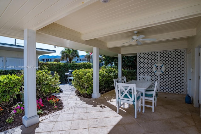 view of patio / terrace featuring ceiling fan