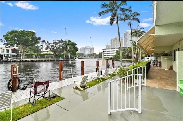 view of dock featuring a water view