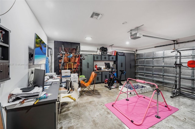 garage with a garage door opener