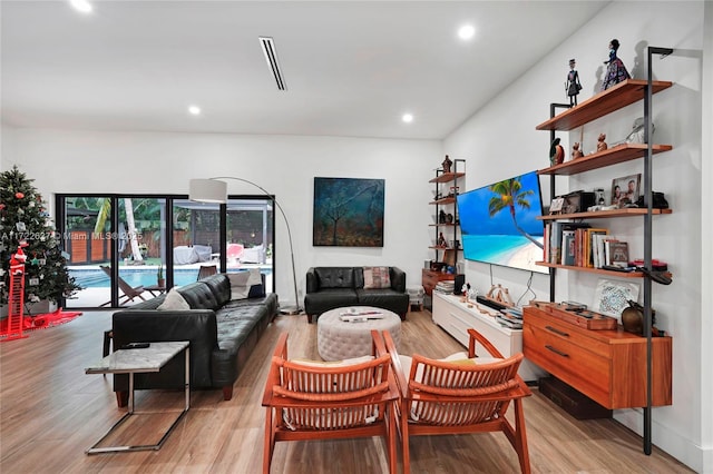 living room featuring light hardwood / wood-style flooring