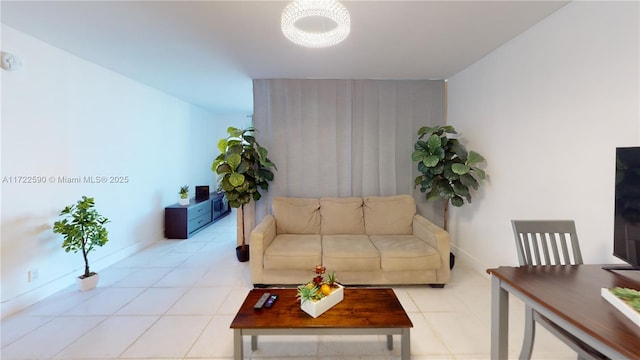 view of tiled living room