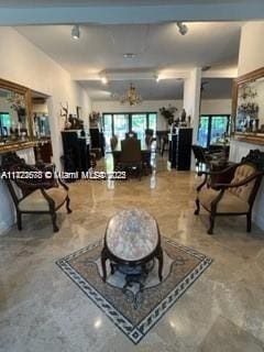 interior space featuring an inviting chandelier