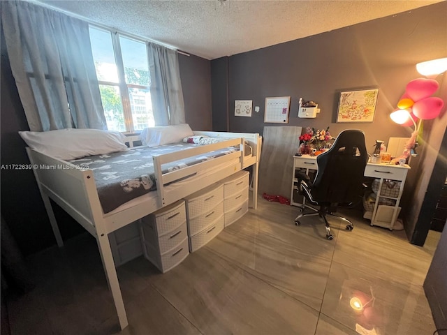 bedroom with a textured ceiling