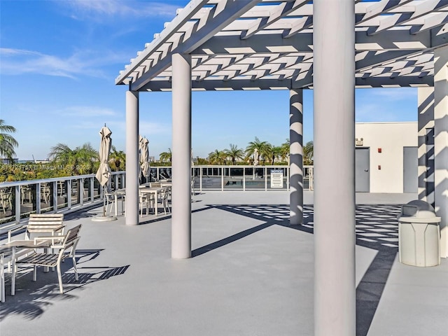 view of patio featuring a pergola