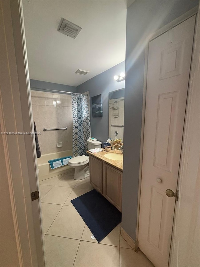 full bath with vanity, tile patterned flooring, and visible vents