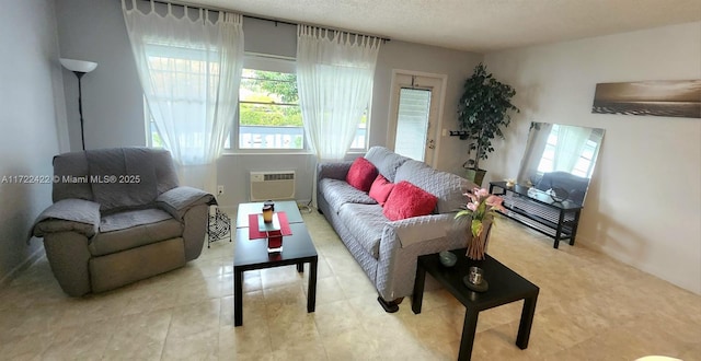 living room featuring a wall mounted air conditioner