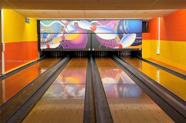 recreation room with a bowling alley