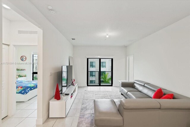 view of tiled living room