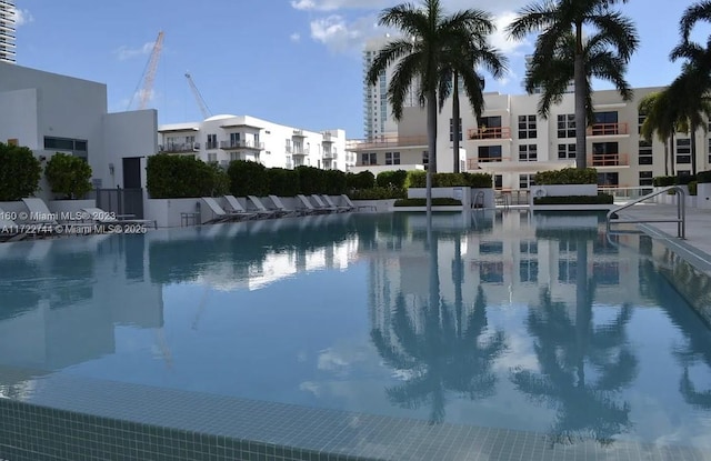 community pool with a water view