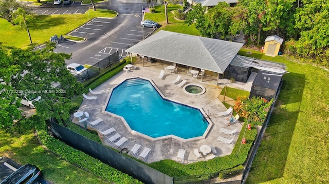 view of pool featuring a patio area