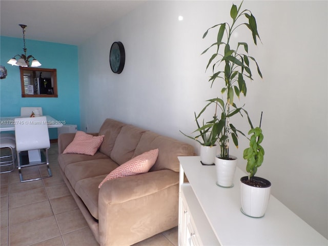 3010 Marcos Dr Unit R412, Aventura, FL 33160 - living area with light tile patterned floors and a notable chandelier
