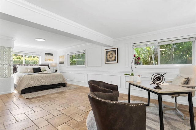 bedroom featuring ornamental molding