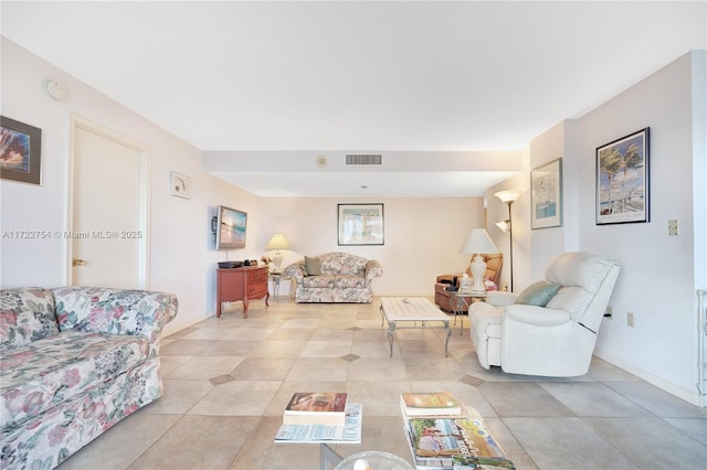 view of tiled living room