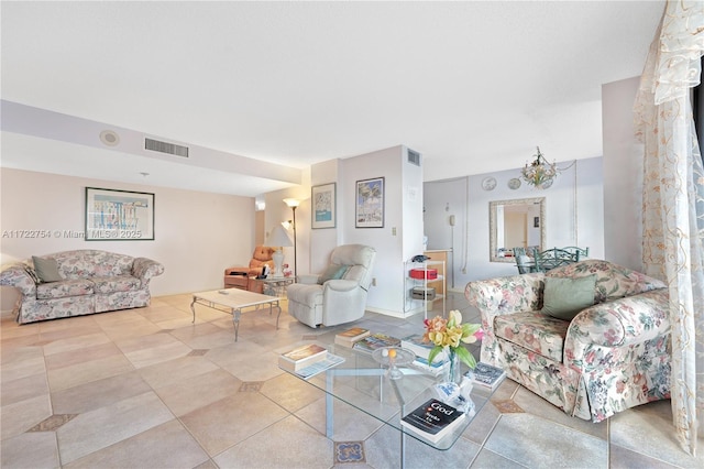 view of tiled living room