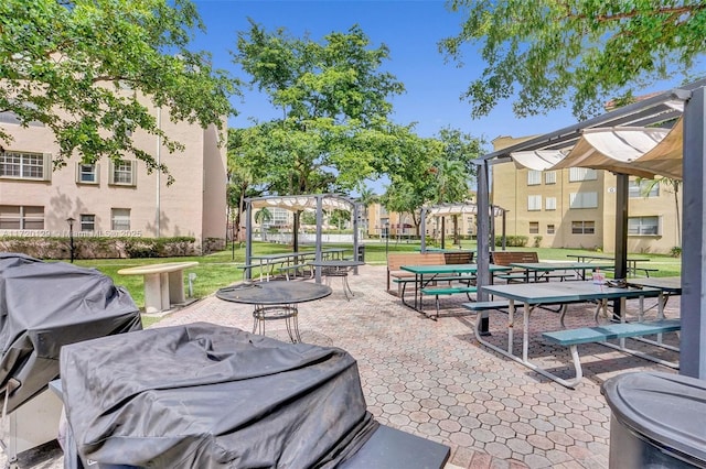 view of patio with a pergola