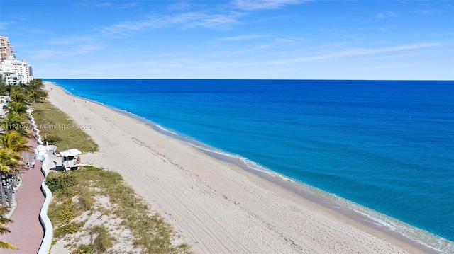 property view of water with a beach view