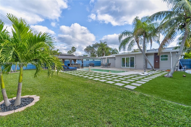 view of yard with a gazebo and a patio