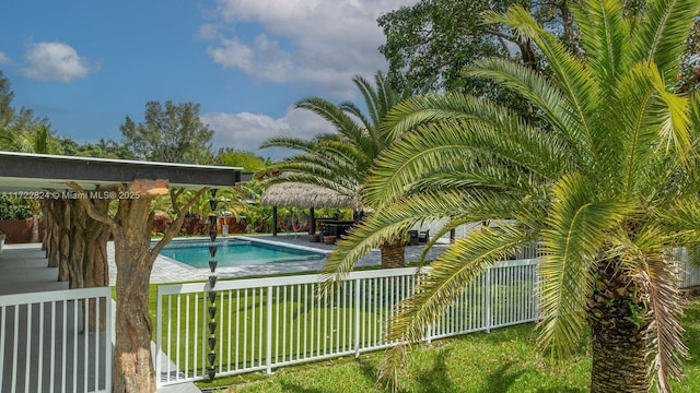 view of pool featuring a gazebo and a patio area