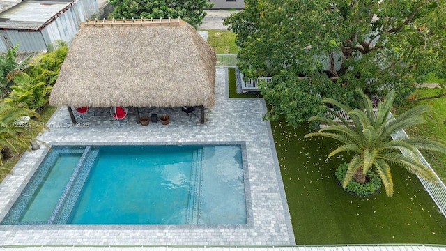 view of pool with a gazebo and a patio area