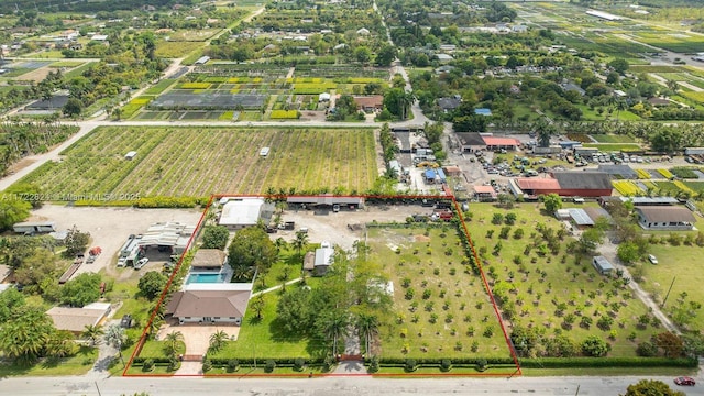 aerial view featuring a rural view