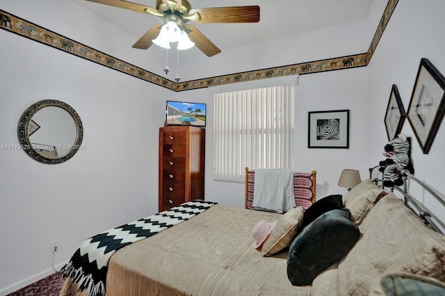 bedroom featuring ceiling fan